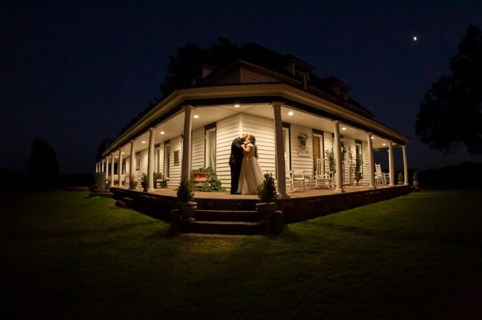 oklahoma wedding porch kissing at night